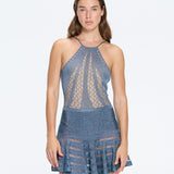 Eze Blue Mini Knit Skirt