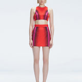 Jessa Red Degraded Crop Top