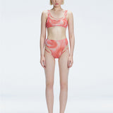 Rosalind Red Optical Bikini Top