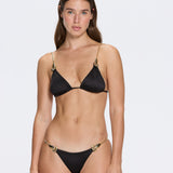 Selena Black Satin Bikini Top