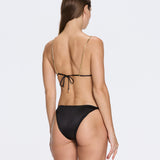 Selena Black Satin Bikini Top