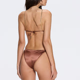 Selena Brown Satin Bikini Top
